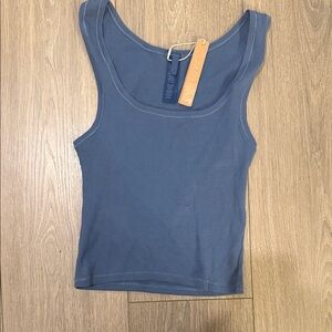 SKIMS Slate Blue Ribbed Tank Top